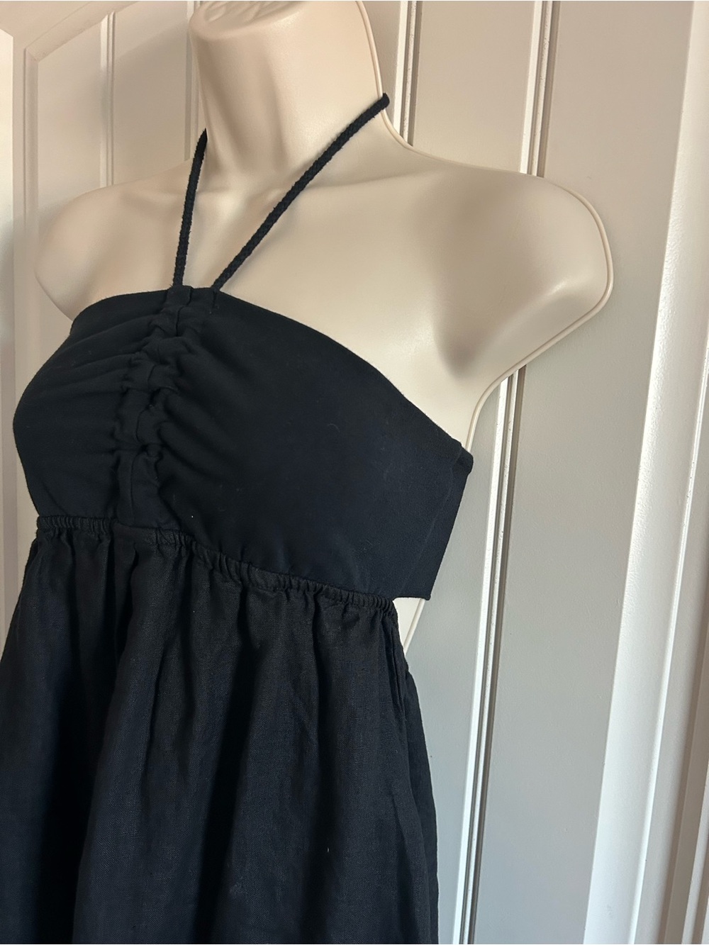 NEW Hard Tail Black Strapless Halter Sundress Sz M 100% Cotton - Picture 2 of 6
